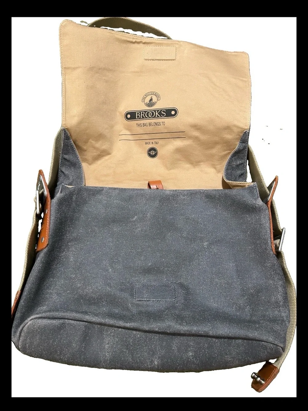 Brooks England Paddington Shoulder Messenger Bag- Gray Waxed Canvas Leather